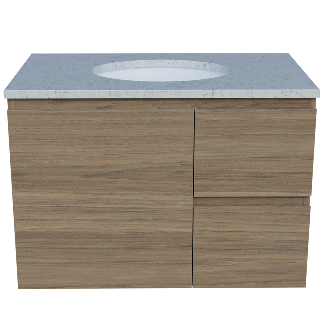 Nevada Vanity 750mm Centre White Gloss Under Counter Basin SilkSurface Top Wall hung (NEV-V-750-C-SSU-W)