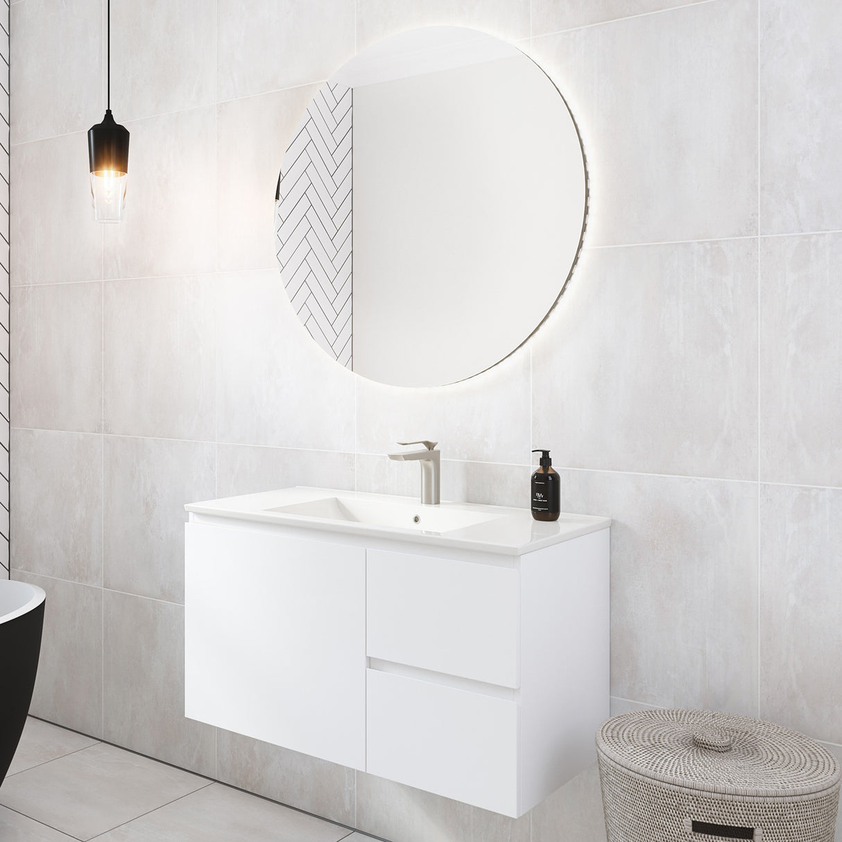 Nevada Vanity 900mm Left Bowl Alpha Top Wall hung