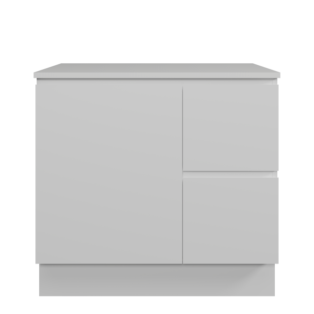 Nevada Vanity 900mm Centre White Gloss Above Counter Basin SilkSurface Top Floor standing (NEV-V-900-C-SSA-F)