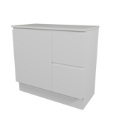 Nevada Vanity 900mm Centre White Gloss Above Counter Basin SilkSurface Top Floor standing (NEV-V-900-C-SSA-F)