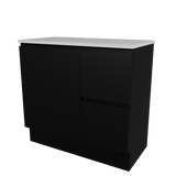 Nevada Vanity 900mm Centre White Gloss Above Counter Basin SilkSurface Top Floor standing (NEV-V-900-C-SSA-F)