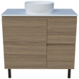 Nevada Vanity 900mm Centre White Gloss Above Counter Basin SilkSurface Top On Legs (NEV-V-900-C-SSA-L)