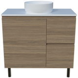 Nevada Vanity 900mm Centre White Gloss Above Counter Basin SilkSurface Top On Legs (NEV-V-900-C-SSA-L)