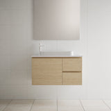 Nevada Vanity 900mm Centre White Gloss Above Counter Basin SilkSurface Top Wall hung (NEV-V-900-C-SSA-W)