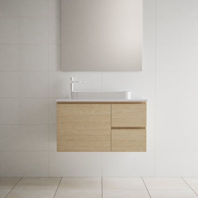 Nevada Vanity 900mm Centre White Gloss Above Counter Basin SilkSurface Top Wall hung (NEV-V-900-C-SSA-W)