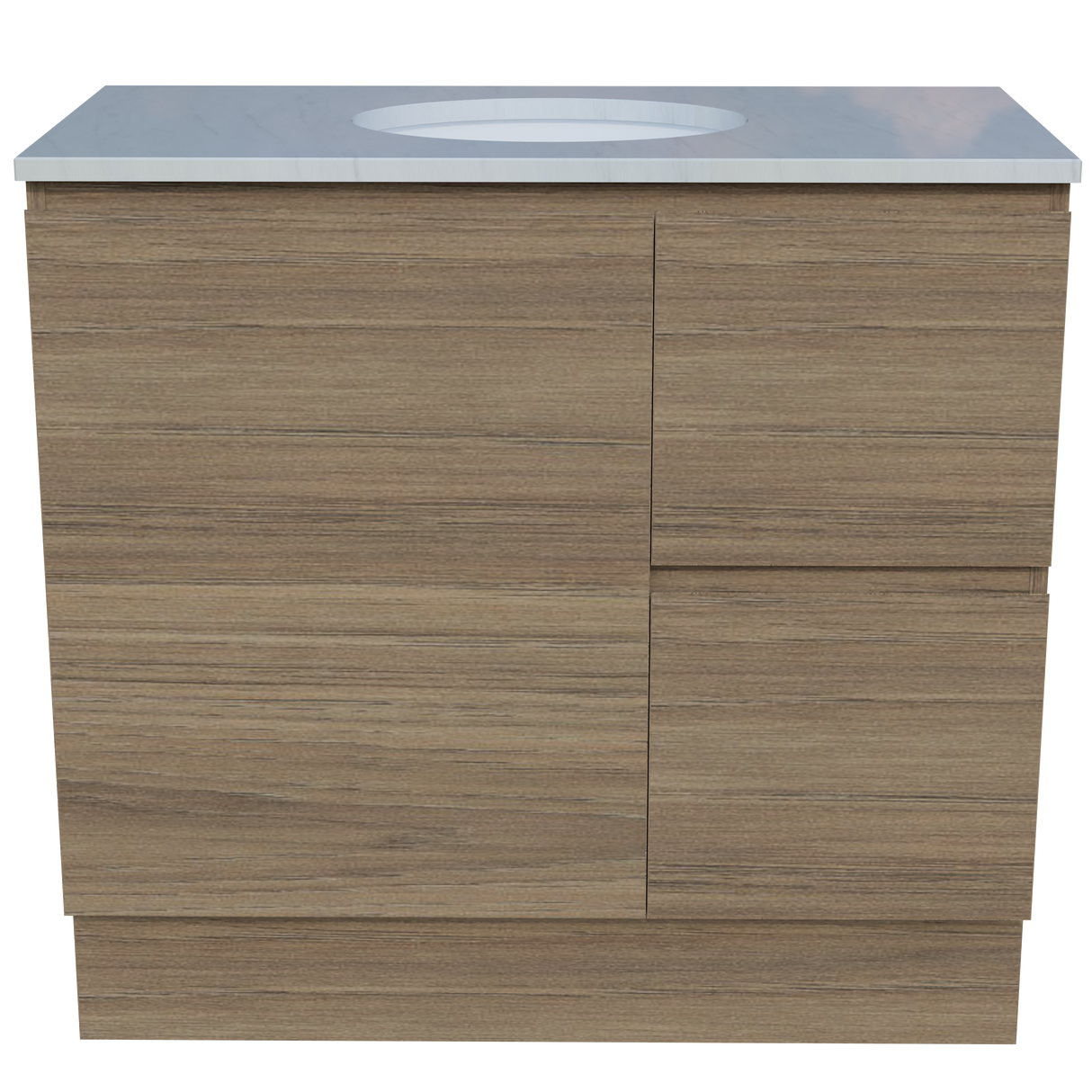 Nevada Vanity 900mm Centre White Gloss Under Counter Basin SilkSurface Top Floor standing (NEV-V-900-C-SSU-F)
