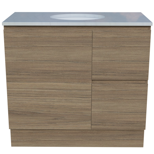 Nevada Vanity 900mm Centre White Gloss Under Counter Basin SilkSurface Top Floor standing (NEV-V-900-C-SSU-F)
