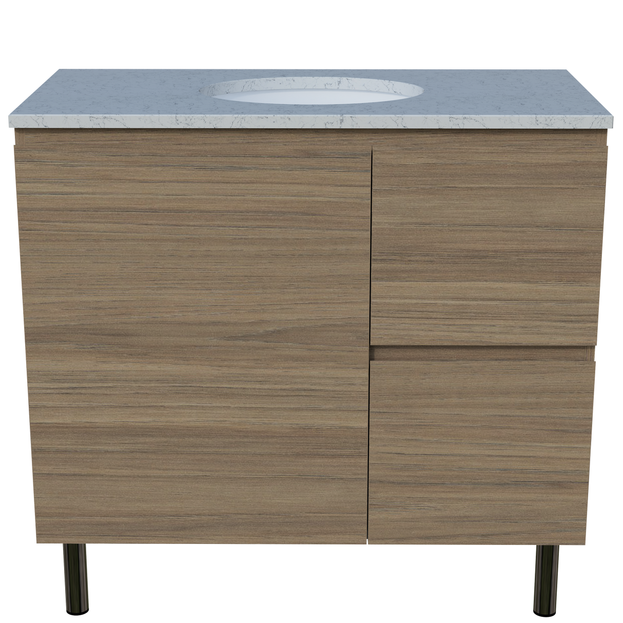 Nevada Vanity 900mm Centre White Gloss Under Counter Basin SilkSurface Top On Legs (NEV-V-900-C-SSU-L)