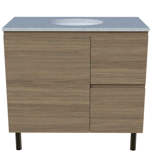 Nevada Vanity 900mm Centre White Gloss Under Counter Basin SilkSurface Top On Legs (NEV-V-900-C-SSU-L)