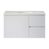 Nevada Vanity 900mm Centre White Gloss Under Counter Basin SilkSurface Top Wall hung (NEV-V-900-C-SSU-W)