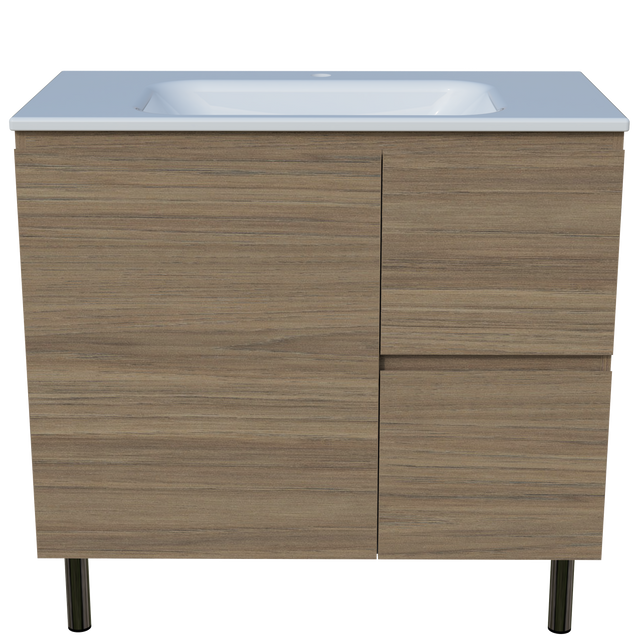 Nevada Vanity 900mm Centre Bowl Stadium Top On Legs (NEV-V-900-C-STD-L)