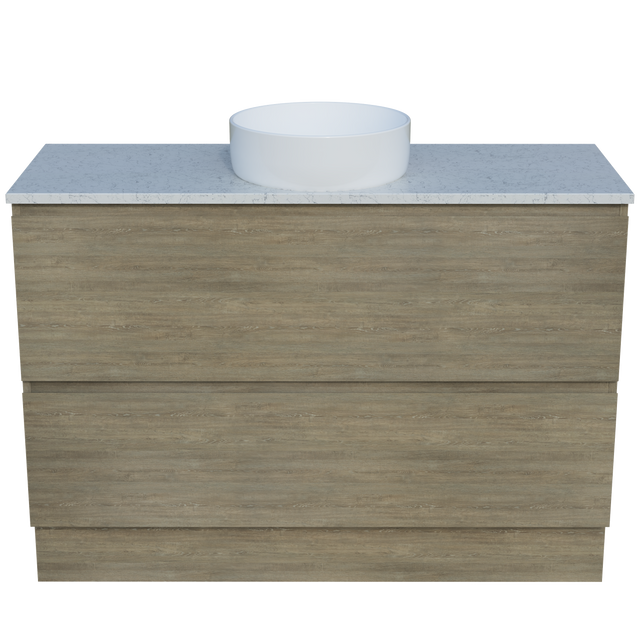 Nevada Plus Vanity 1200mm Centre White Gloss Above Counter Basin SilkSurface Top Floor standing (NEVP-V-1200-C-SSA-F)