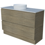 Nevada Plus Vanity 1200mm Centre White Gloss Above Counter Basin SilkSurface Top Floor standing (NEVP-V-1200-C-SSA-F)