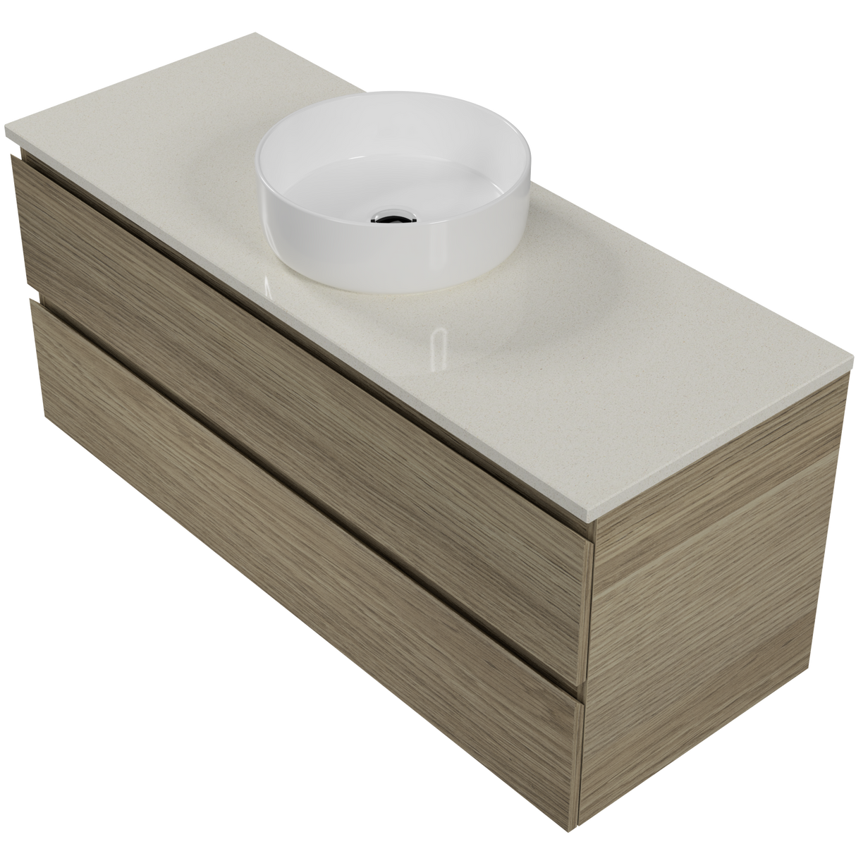 Nevada Plus Vanity 1200mm Centre White Gloss Above Counter Basin SilkSurface Top Wall hung (NEVP-V-1200-C-SSA-W)