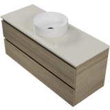 Nevada Plus Vanity 1200mm Centre White Gloss Above Counter Basin SilkSurface Top Wall hung (NEVP-V-1200-C-SSA-W)
