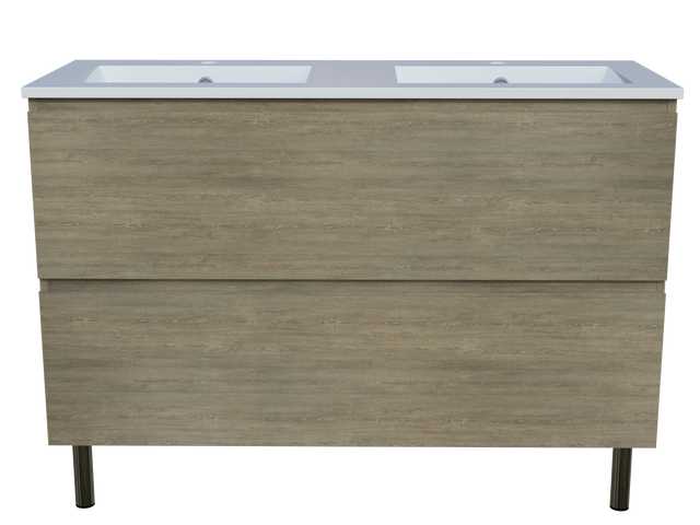 Nevada Plus Vanity 1200mm Double Bowl Alpha Top On Legs (NEVP-V-1200-D-APH-L)