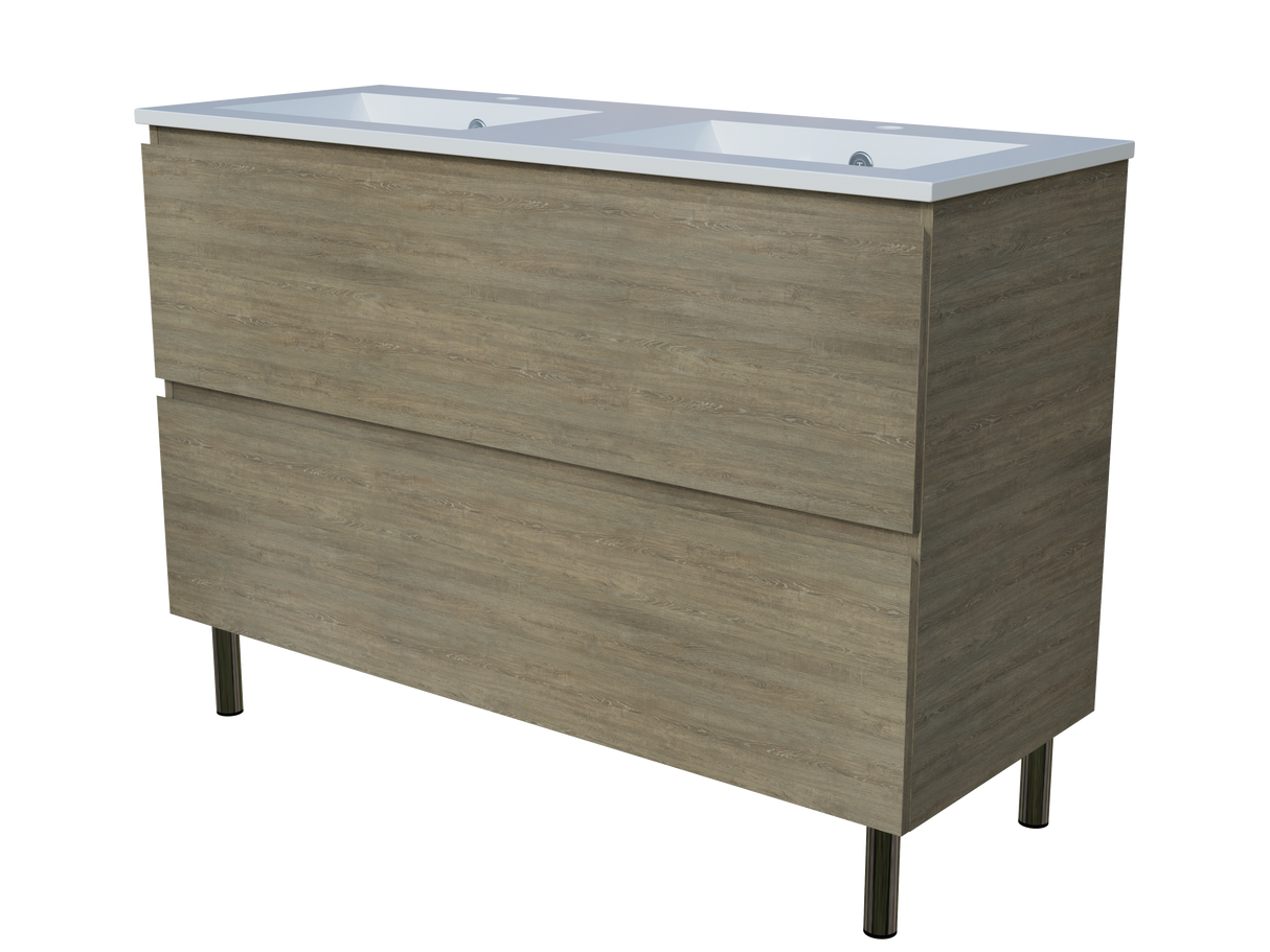 Nevada Plus Vanity 1200mm Double Bowl Alpha Top On Legs (NEVP-V-1200-D-APH-L)