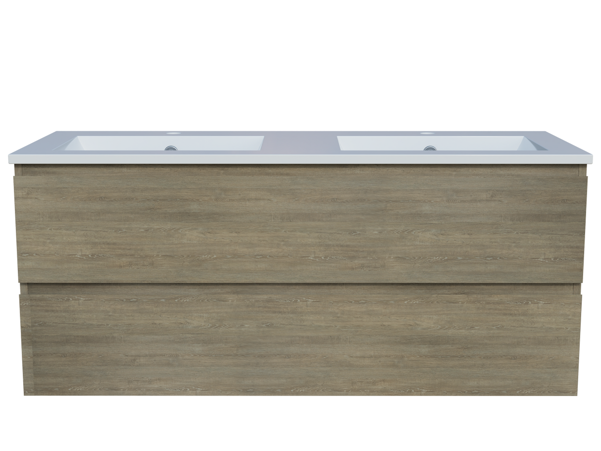 Nevada Plus Vanity 1200mm Double Bowl Alpha Top Wall hung (NEVP-V-1200-D-APH-W)