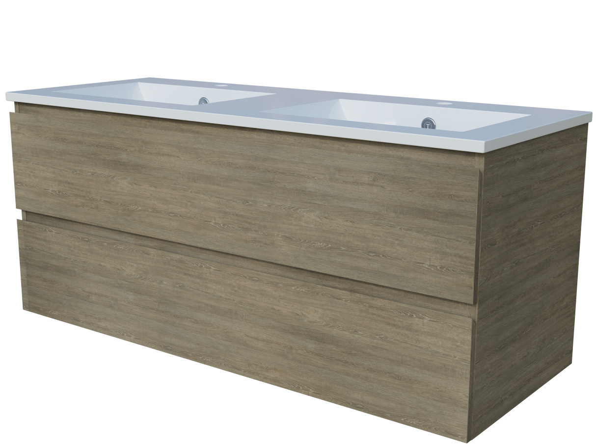 Nevada Plus Vanity 1200mm Double Bowl Alpha Top Wall hung (NEVP-V-1200-D-APH-W)