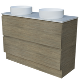 Nevada Plus Vanity 1200mm Double White Gloss Above Counter Basins SilkSurface Top Floor standing (NEVP-V-1200-D-SSA-F)