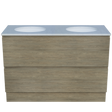 Nevada Plus Vanity 1200mm Double White Gloss Under Counter Basins SilkSurface Top Floor standing (NEVP-V-1200-D-SSU-F)