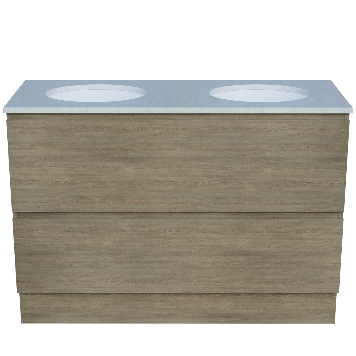 Nevada Plus Vanity 1200mm Double White Gloss Under Counter Basins SilkSurface Top Floor standing (NEVP-V-1200-D-SSU-F)