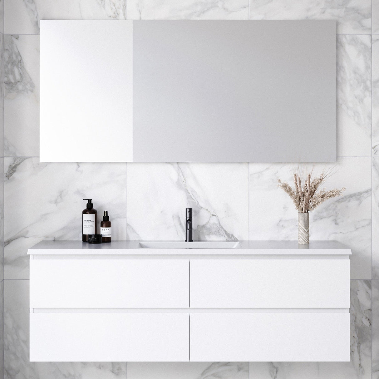 Nevada Plus Vanity 1500mm Centre Bowl Regal Top Wall hung (NEVP-V-1500-C-REG-W)