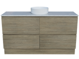 Nevada Plus Vanity 1500mm Centre White Gloss Above Counter Basin SilkSurface Top Floor standing (NEVP-V-1500-C-SSA-F)