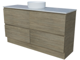 Nevada Plus Vanity 1500mm Centre White Gloss Above Counter Basin SilkSurface Top Floor standing (NEVP-V-1500-C-SSA-F)