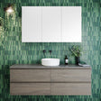 Nevada Plus Vanity 1500mm Centre White Gloss Above Counter Basin SilkSurface Top Wall hung (NEVP-V-1500-C-SSA-W)