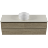 Nevada Plus Vanity 1500mm Centre White Gloss Above Counter Basin SilkSurface Top Wall hung (NEVP-V-1500-C-SSA-W)