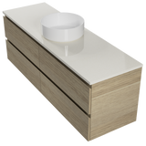 Nevada Plus Vanity 1500mm Centre White Gloss Above Counter Basin SilkSurface Top Wall hung (NEVP-V-1500-C-SSA-W)