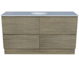 Nevada Plus Vanity 1500mm Centre White Gloss Under Counter Basin SilkSurface Top Floor standing (NEVP-V-1500-C-SSU-F)