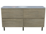 Nevada Plus Vanity 1500mm Centre White Gloss Under Counter Basin SilkSurface Top On Legs (NEVP-V-1500-C-SSU-L)