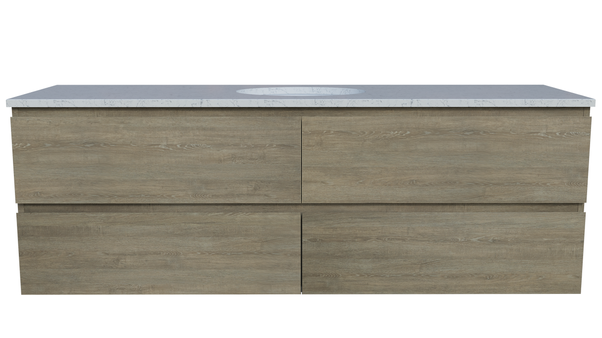 Nevada Plus Vanity 1500mm Centre White Gloss Under Counter Basin SilkSurface Top Wall hung (NEVP-V-1500-C-SSU-W)