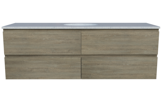 Nevada Plus Vanity 1500mm Centre White Gloss Under Counter Basin SilkSurface Top Wall hung (NEVP-V-1500-C-SSU-W)