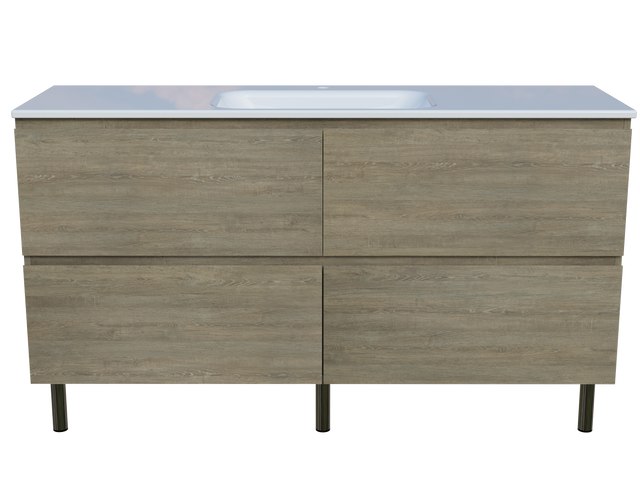 Nevada Plus Vanity 1500mm Centre Bowl Stadium Top On Legs (NEVP-V-1500-C-STD-L)
