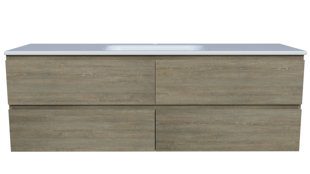 Nevada Plus Vanity 1500mm Centre Bowl Stadium Top Wall hung (NEVP-V-1500-C-STD-W)