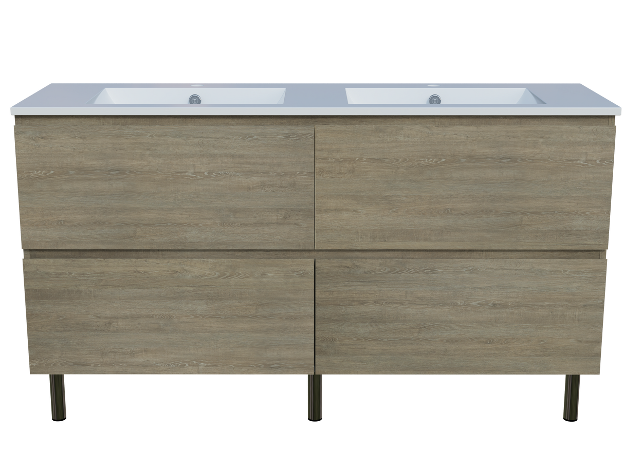 Nevada Plus Vanity 1500mm Double Bowl Alpha Top On Legs (NEVP-V-1500-D-APH-L)