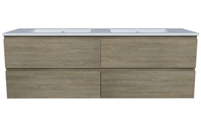 Nevada Plus Vanity 1500mm Double Bowl Alpha Top Wall hung (NEVP-V-1500-D-APH-W)