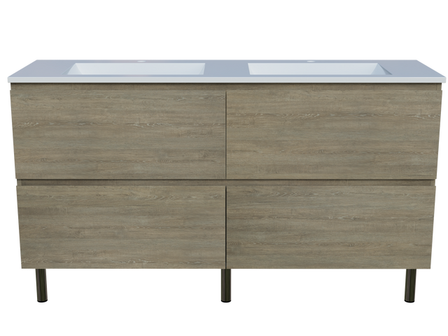 Nevada Plus Vanity 1500mm Double Bowl Regal Top On Legs (NEVP-V-1500-D-REG-L)