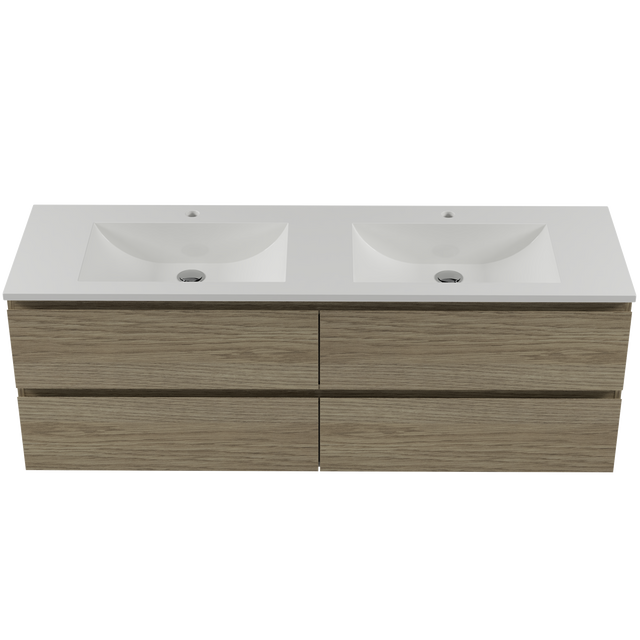 Nevada Plus Vanity 1500mm Double Bowl Regal Top Wall hung (NEVP-V-1500-D-REG-W)