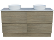 Nevada Plus Vanity 1500mm Double White Gloss Above Counter Basins SilkSurface Top Floor standing (NEVP-V-1500-D-SSA-F)
