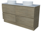 Nevada Plus Vanity 1500mm Double White Gloss Above Counter Basins SilkSurface Top Floor standing (NEVP-V-1500-D-SSA-F)