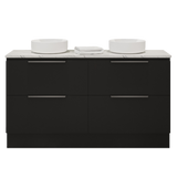 Nevada Plus Vanity 1500mm Double White Gloss Above Counter Basins SilkSurface Top Floor standing (NEVP-V-1500-D-SSA-F)
