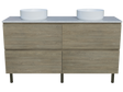 Nevada Plus Vanity 1500mm Double White Gloss Above Counter Basins SilkSurface Top On Legs (NEVP-V-1500-D-SSA-L)