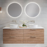 Nevada Plus Vanity 1500mm Double White Gloss Above Counter Basins SilkSurface Top Wall hung (NEVP-V-1500-D-SSA-W)