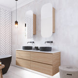 Nevada Plus Vanity 1500mm Double White Gloss Above Counter Basins SilkSurface Top Wall hung (NEVP-V-1500-D-SSA-W)