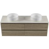 Nevada Plus Vanity 1500mm Double White Gloss Above Counter Basins SilkSurface Top Wall hung (NEVP-V-1500-D-SSA-W)