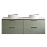 Nevada Plus Vanity 1500mm Double White Gloss Above Counter Basins SilkSurface Top Wall hung (NEVP-V-1500-D-SSA-W)